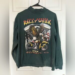 Dark Green 'Rally Week 1998 Sturgis' Graphic Motorcycle Mock Neck Long Sleeve
